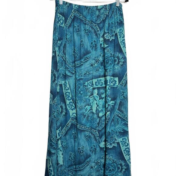 Dresses & Skirts - Blue boho Abstract Print Long Maxi Skirt